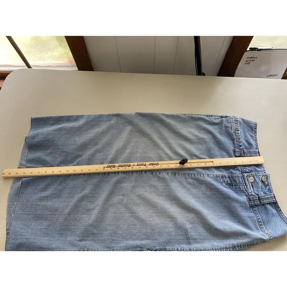 Vintage Edge Denim Skirt Juniors 7 Medium Button Fly Long Side Slit Y2K 31x33‎